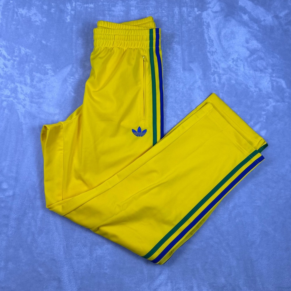 Adidas Originals Mens Firebird WC Track Pants Yellow Green Blue Stripes L Brazil